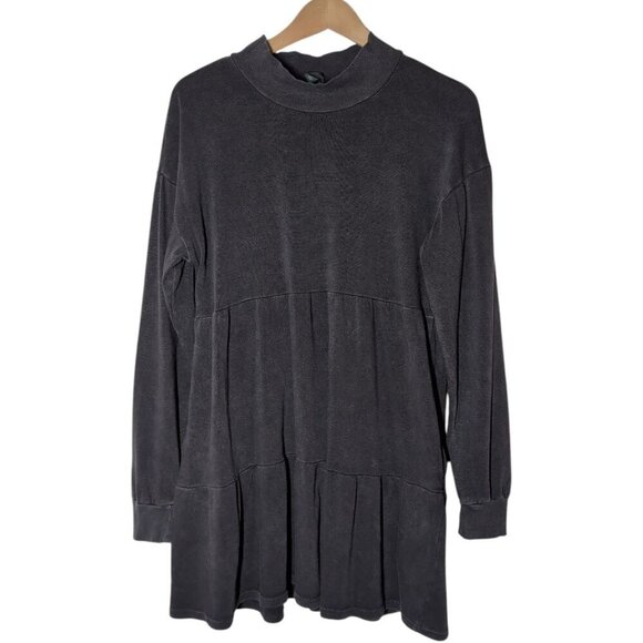 Wild Fable Tiered Tunic Dress Womens Small Sweatshirt Comfy Black Long Sleeve - Picture 1 of 7